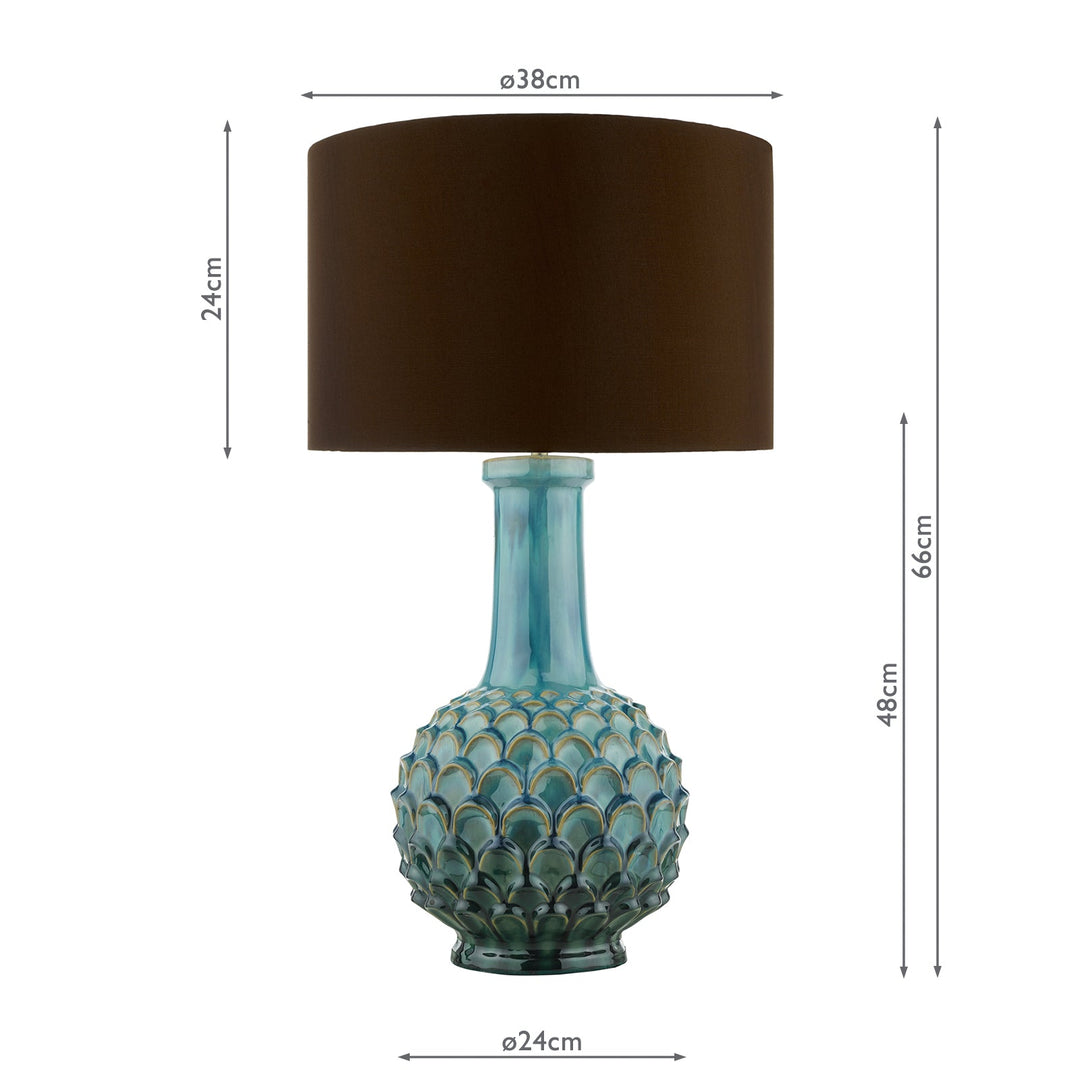 Dar EDL4223-VOY1422 Edlyn Table Lamp Blue Ceramic With Shade