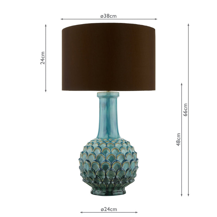 Dar EDL4223-VOY1422 Edlyn Table Lamp Blue Ceramic With Shade