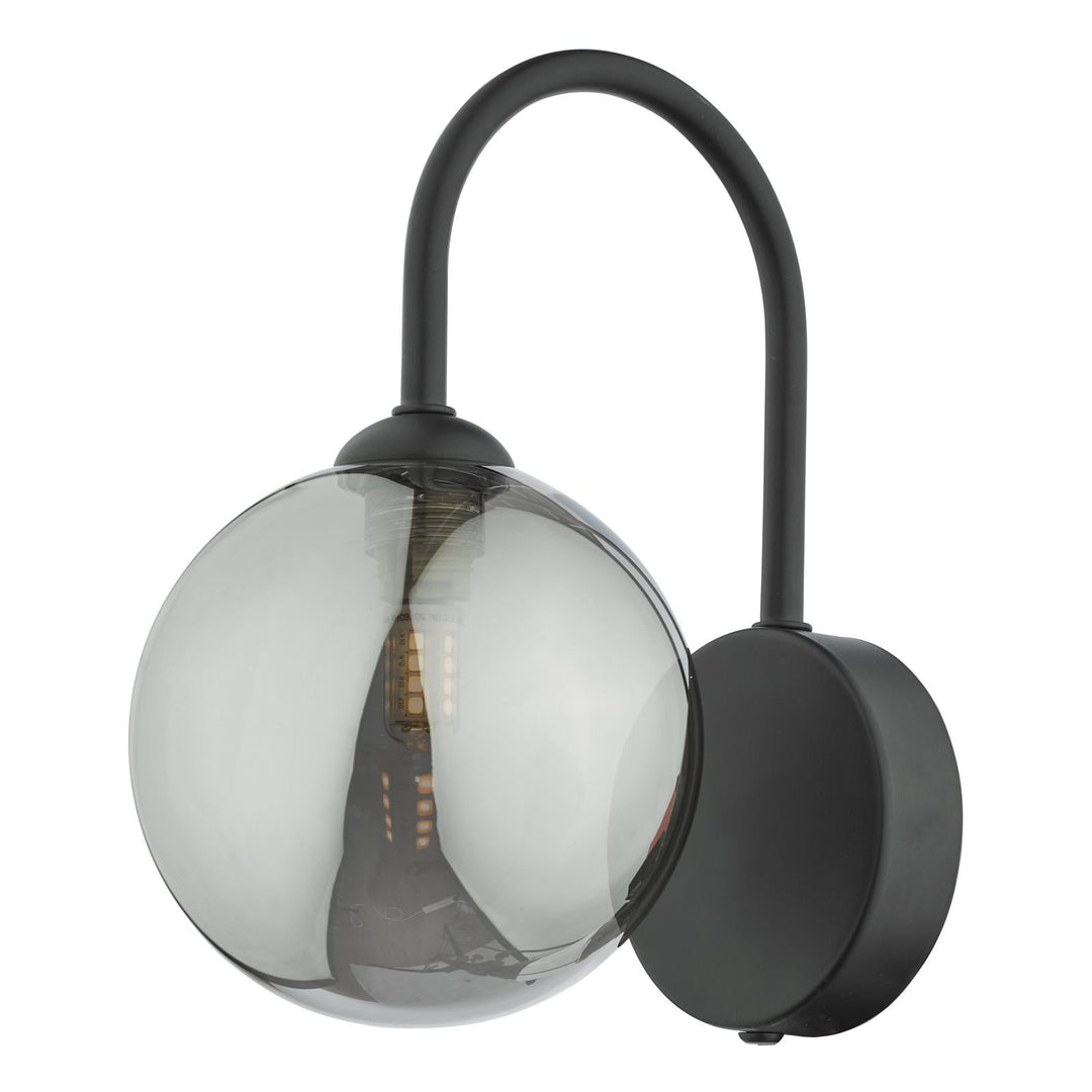 Dar EIS0722 Eissa Wall Light Matt Black and Smoked Glass