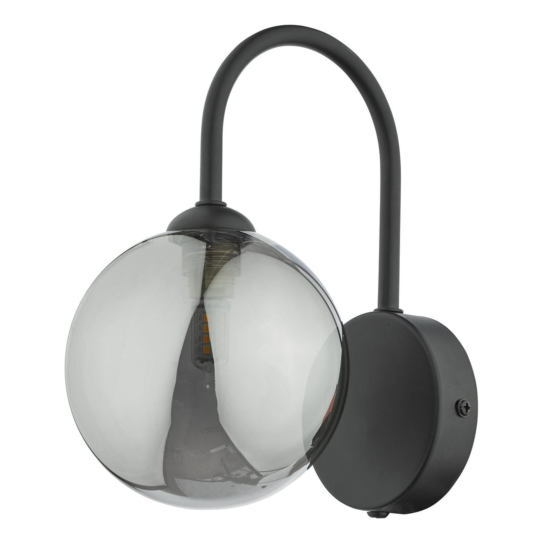 Dar EIS0722 Eissa Wall Light Matt Black and Smoked Glass