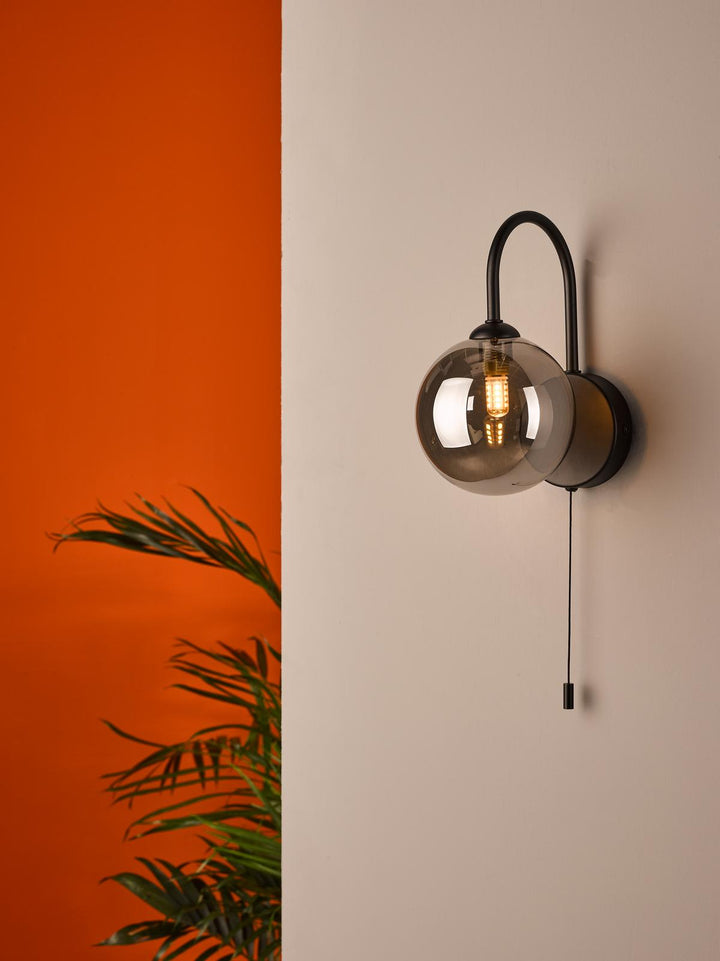 Dar EIS0722 Eissa Wall Light Matt Black and Smoked Glass