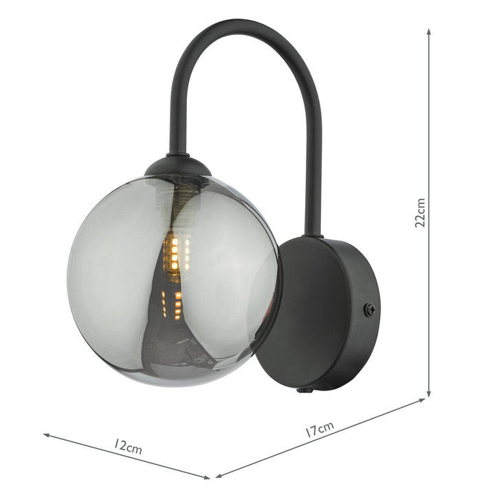 Dar EIS0722 Eissa Wall Light Matt Black and Smoked Glass