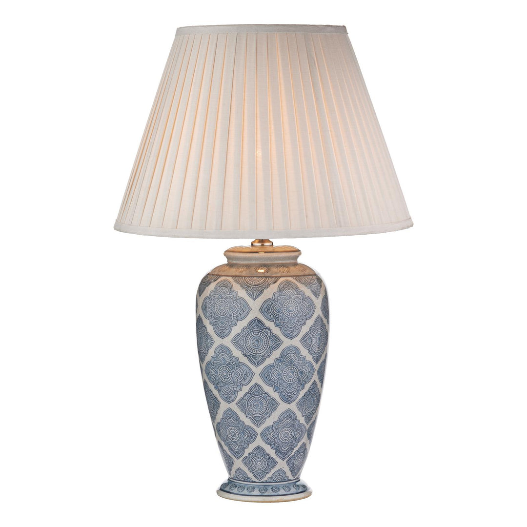 Dar ELY4223-S1098 Ely Table Lamp Blue Ceramic With Shade