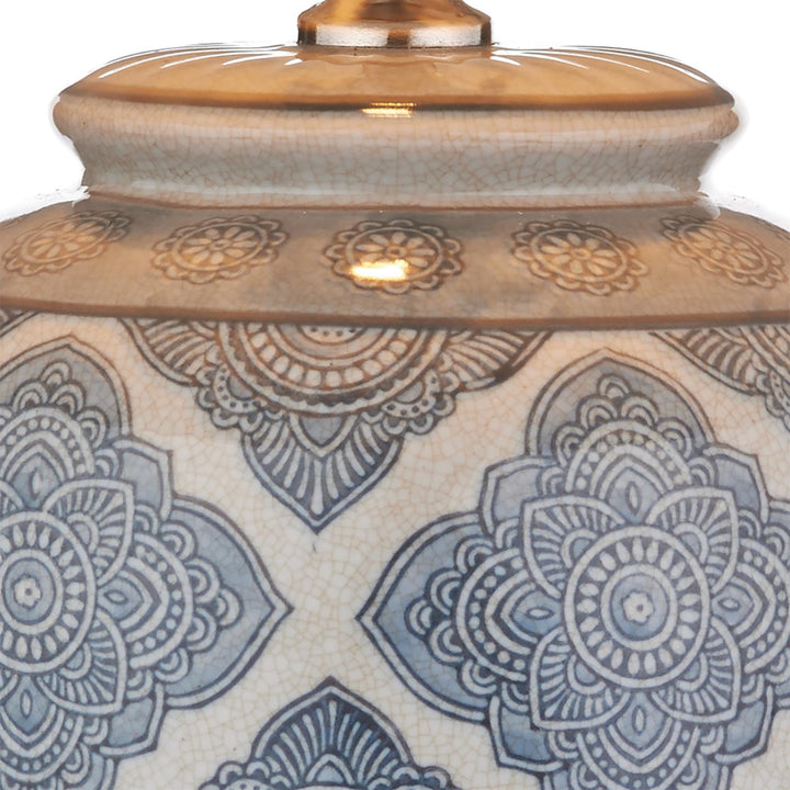 Dar ELY4223-S1098 Ely Table Lamp Blue Ceramic With Shade