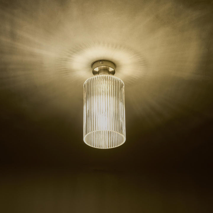 Dar EME4861-E01 Emerson Semi-Flush Antique Chrome and Ribbed Glass