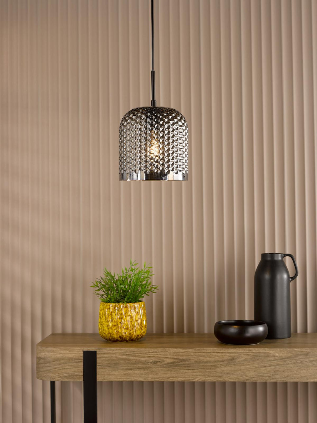Dar ESI0110 Esila Pendant Matt Black and Smoked Glass