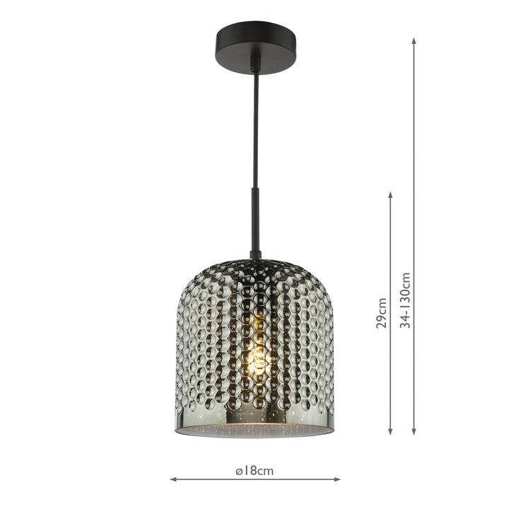Dar ESI0110 Esila Pendant Matt Black and Smoked Glass
