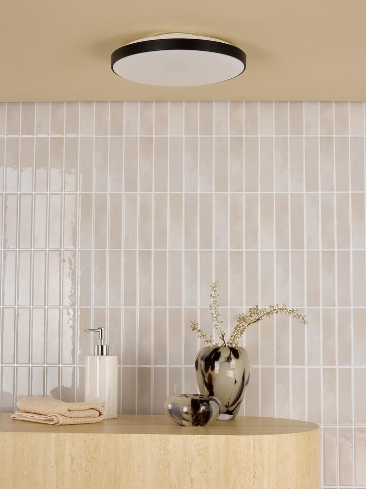 Dar ESS5222 Essien Bathroom Ceiling Light White and Black LED IP44