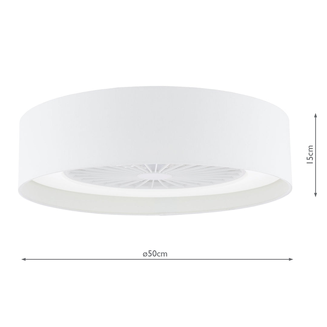 Dar FAN522 Fan Flush White and White With Shade LED