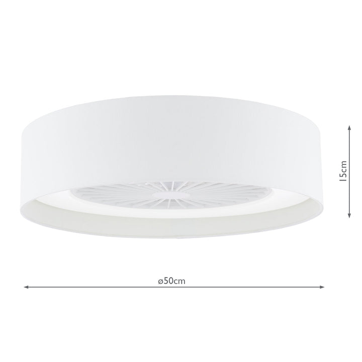 Dar FAN522 Fan Flush White and White With Shade LED