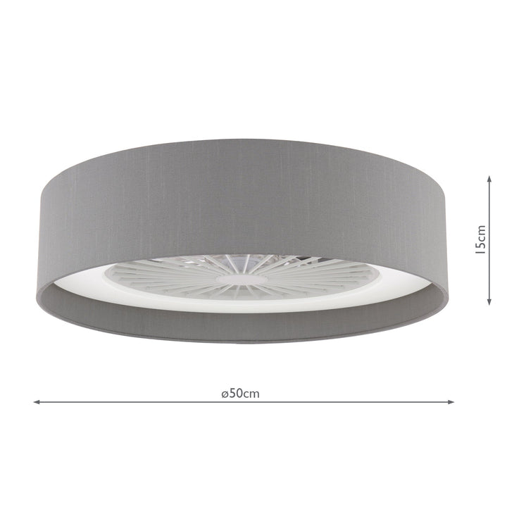 Dar FAN5239 Fan Flush White and Grey With Shade LED