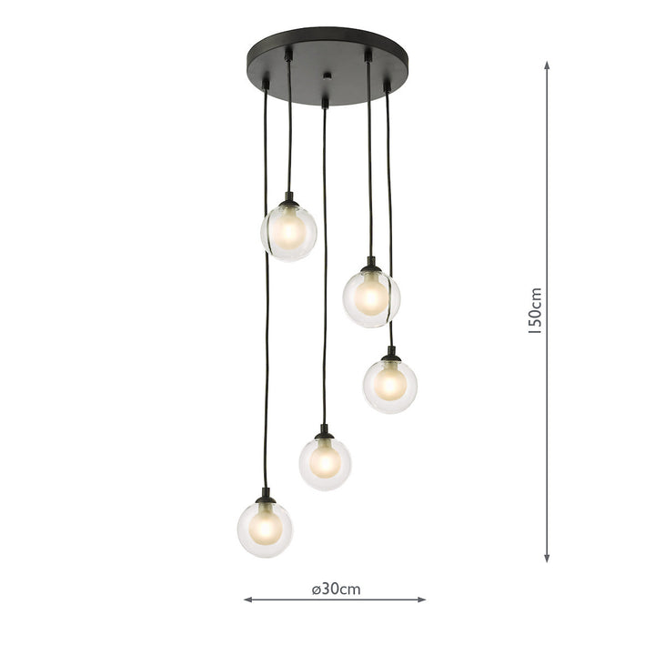 Dar FED0522-F Federico 5 Light Cluster Pendant Matt Black Fitting Only (S)