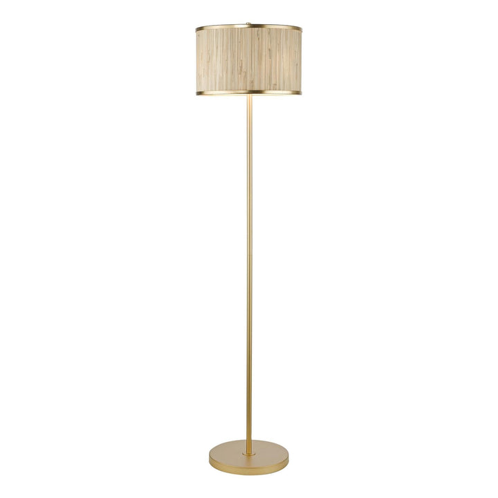 Dar FEN4935 Fenella 3 Light Floor Lamp Gold Leaf and Seagrass