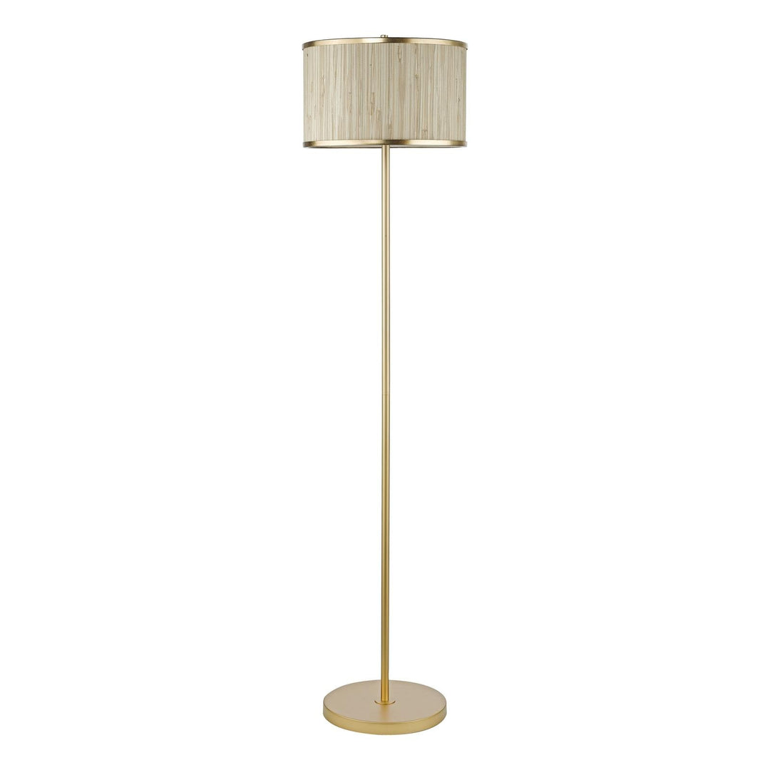Dar FEN4935 Fenella 3 Light Floor Lamp Gold Leaf and Seagrass