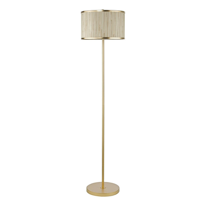 Dar FEN4935 Fenella 3 Light Floor Lamp Gold Leaf and Seagrass