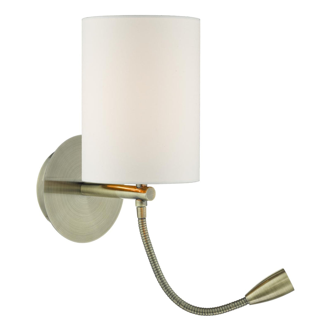 Dar FET0775-S1061 Feta Wall Light Antique Brass With Shade LED