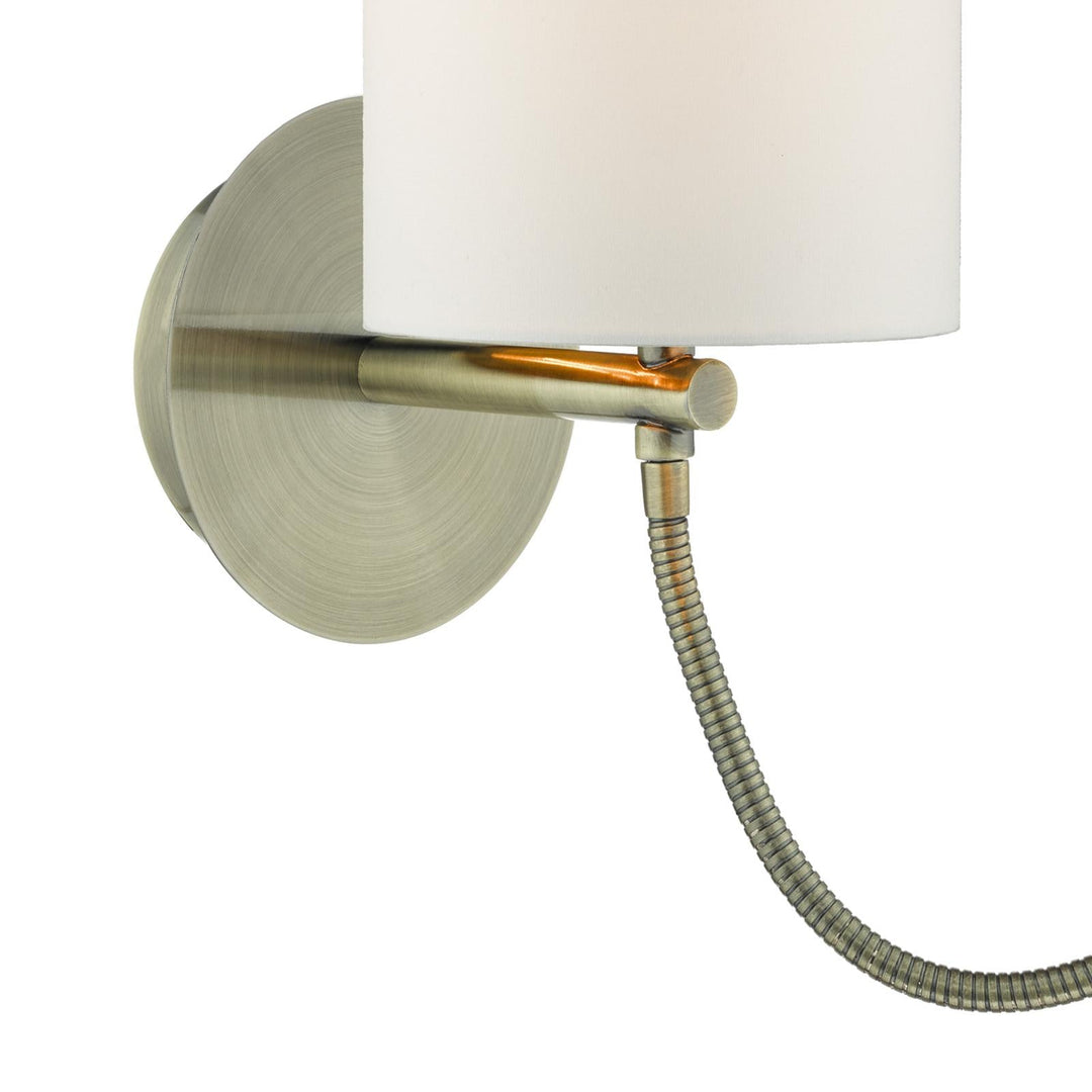 Dar FET0775-S1061 Feta Wall Light Antique Brass With Shade LED