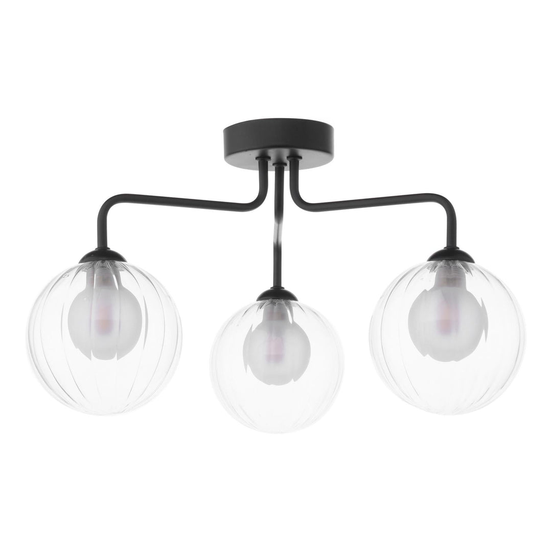 Dar FEY0322-20 Feya 3 Light Semi Flush Matt Black With Clear/Opal Glass