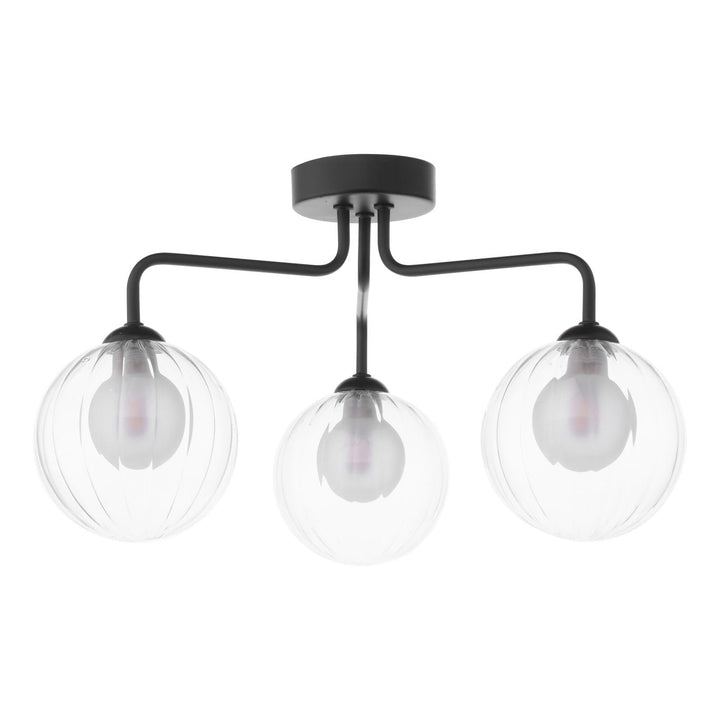 Dar FEY0322-20 Feya 3 Light Semi Flush Matt Black With Clear/Opal Glass