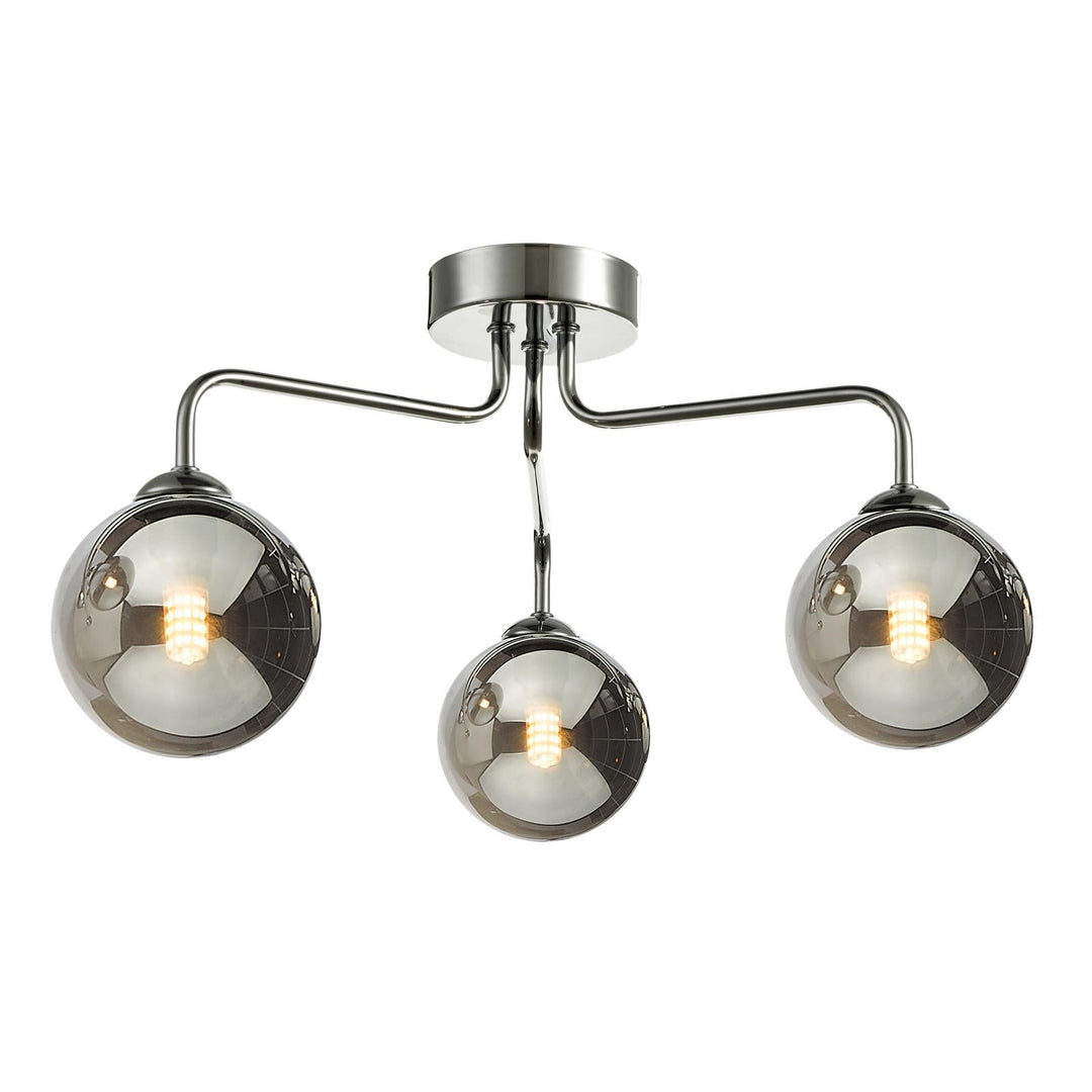 Dar FEY0350-01 Feya 3 Light Semi Flush Polished Chrome With Smoked Glass