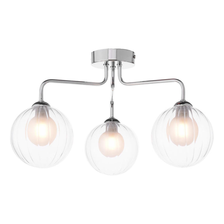 Dar FEY0350-20 Feya 3 Light Semi Flush Polished Chrome With Clear/Opal Glass