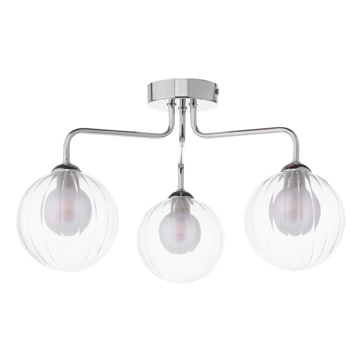 Dar FEY0350-20 Feya 3 Light Semi Flush Polished Chrome With Clear/Opal Glass