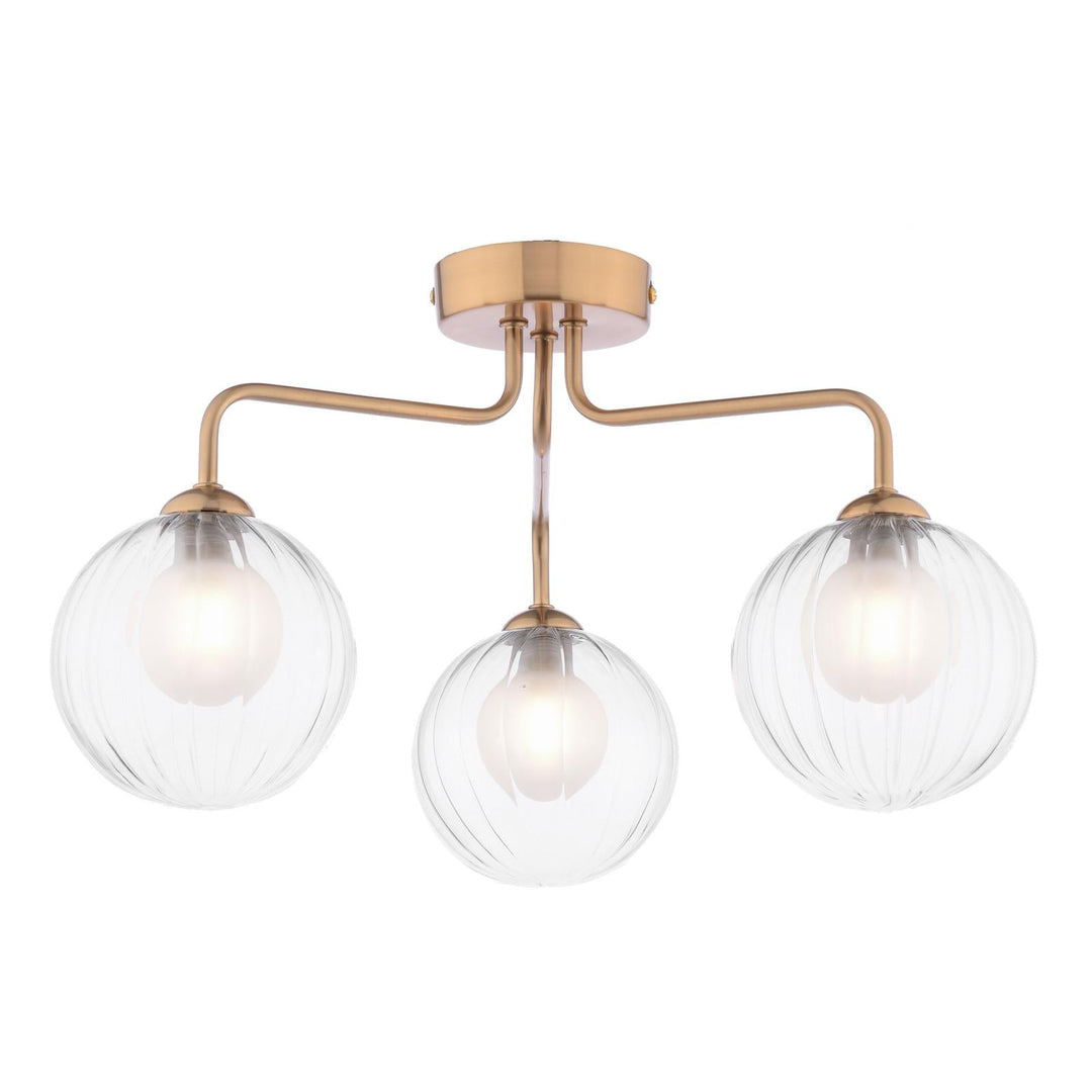 Dar FEY0363-20 Feya 3 Light Semi-Flush Antique Bronze With Clear/Opal Glass