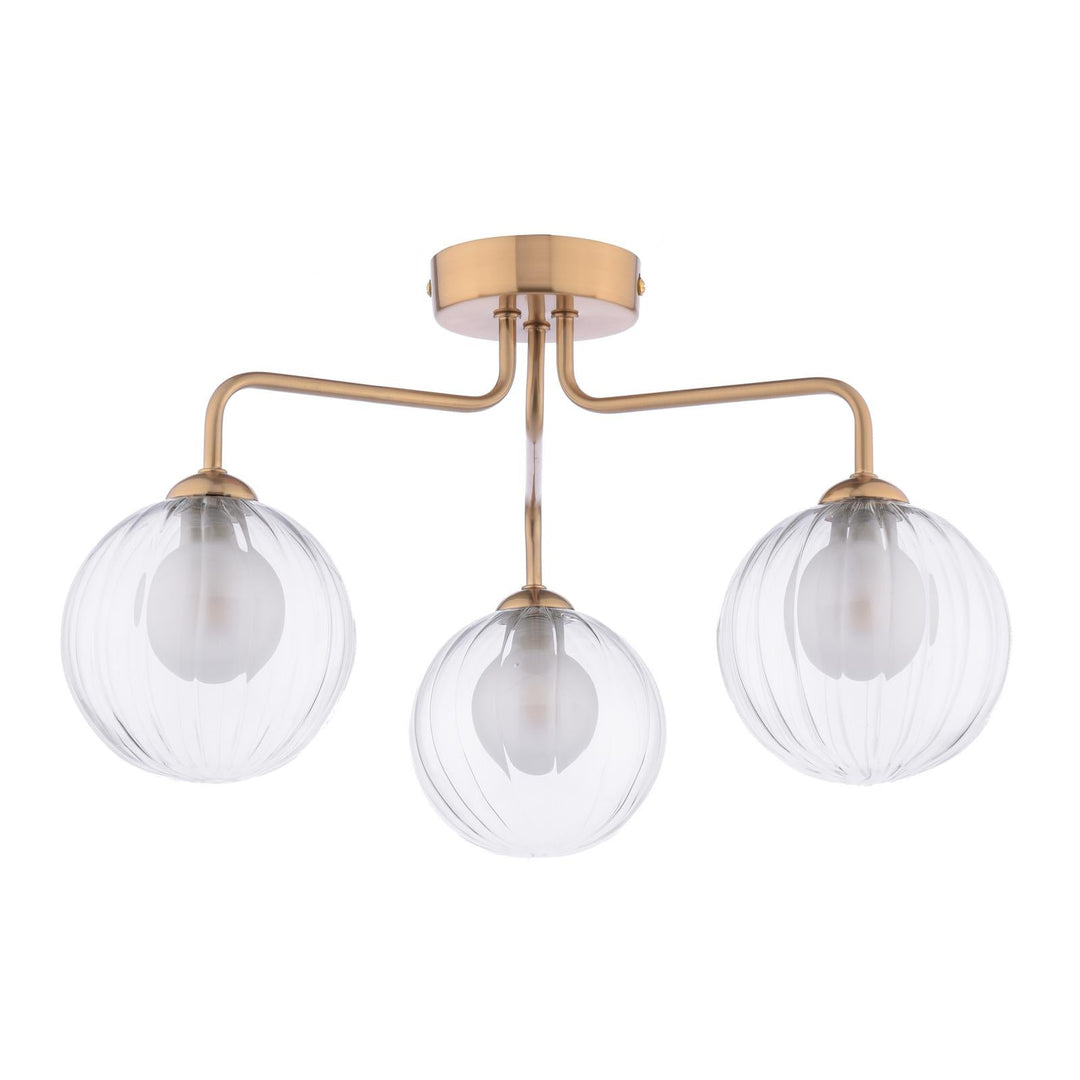 Dar FEY0363-20 Feya 3 Light Semi-Flush Antique Bronze With Clear/Opal Glass