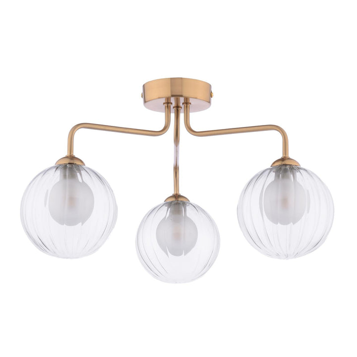 Dar FEY0363-20 Feya 3 Light Semi-Flush Antique Bronze With Clear/Opal Glass