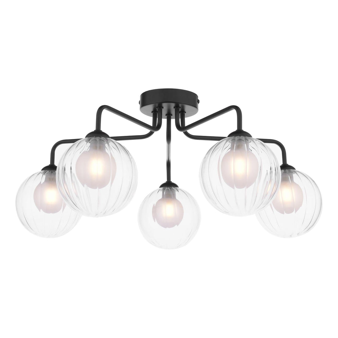 Dar FEY0522-20 Feya 5 Light Semi Flush Matt Black With Clear/Opal Glass