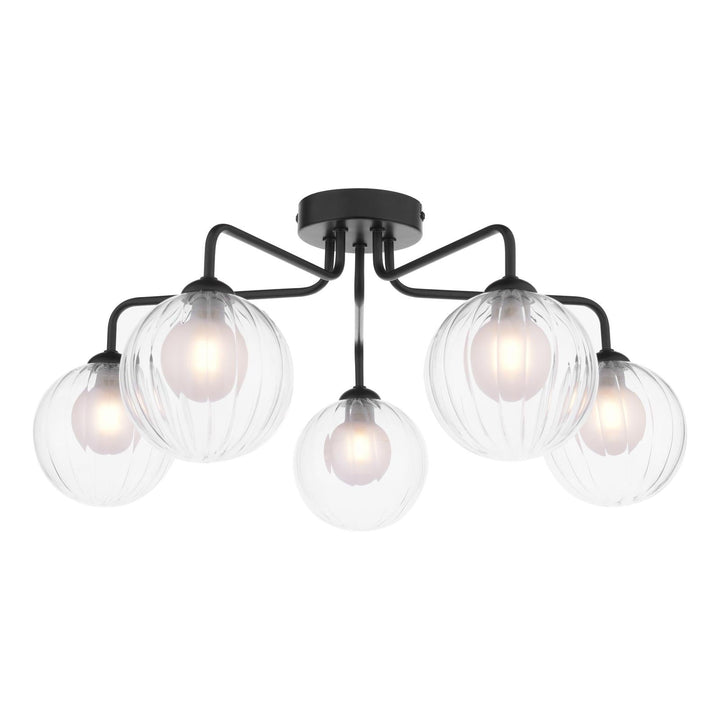 Dar FEY0522-20 Feya 5 Light Semi Flush Matt Black With Clear/Opal Glass