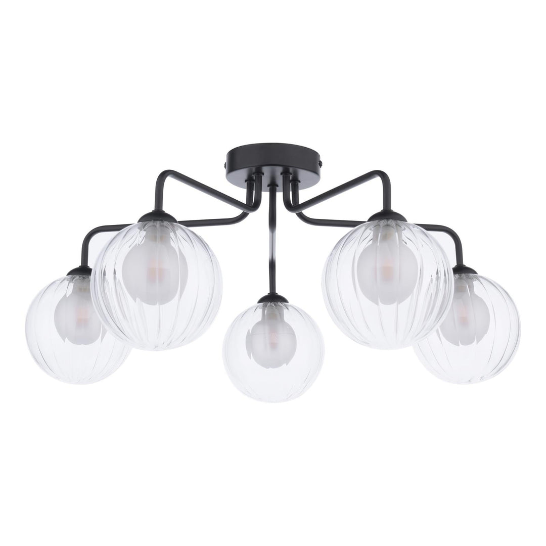 Dar FEY0522-20 Feya 5 Light Semi Flush Matt Black With Clear/Opal Glass