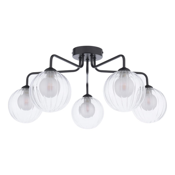 Dar FEY0522-20 Feya 5 Light Semi Flush Matt Black With Clear/Opal Glass