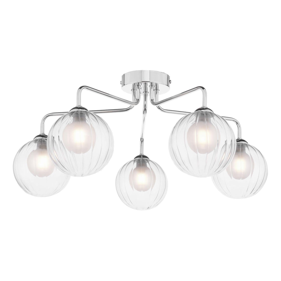 Dar FEY0550-20 Feya 5 Light Semi Flush Polished Chrome With Clear/Opal Glass