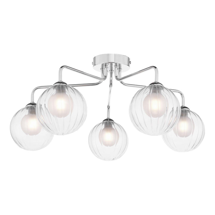 Dar FEY0550-20 Feya 5 Light Semi Flush Polished Chrome With Clear/Opal Glass