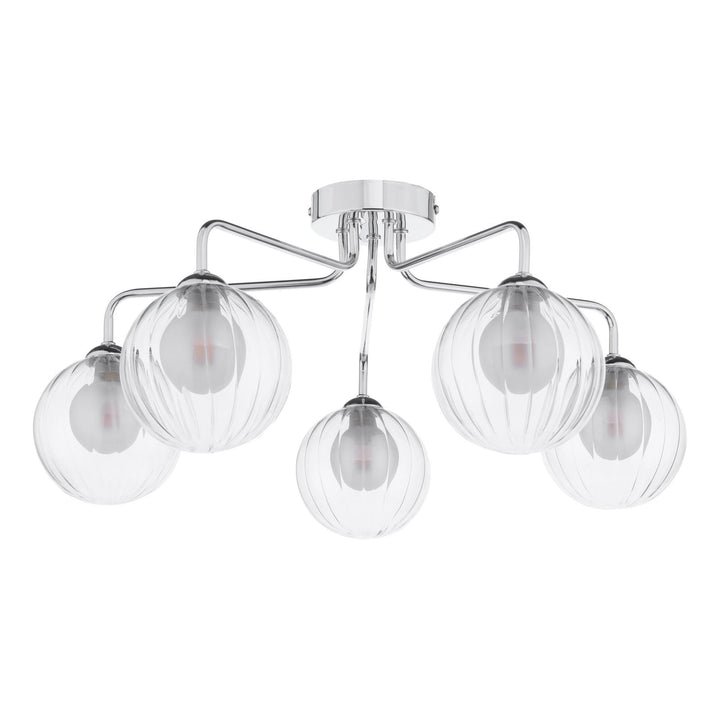 Dar FEY0550-20 Feya 5 Light Semi Flush Polished Chrome With Clear/Opal Glass