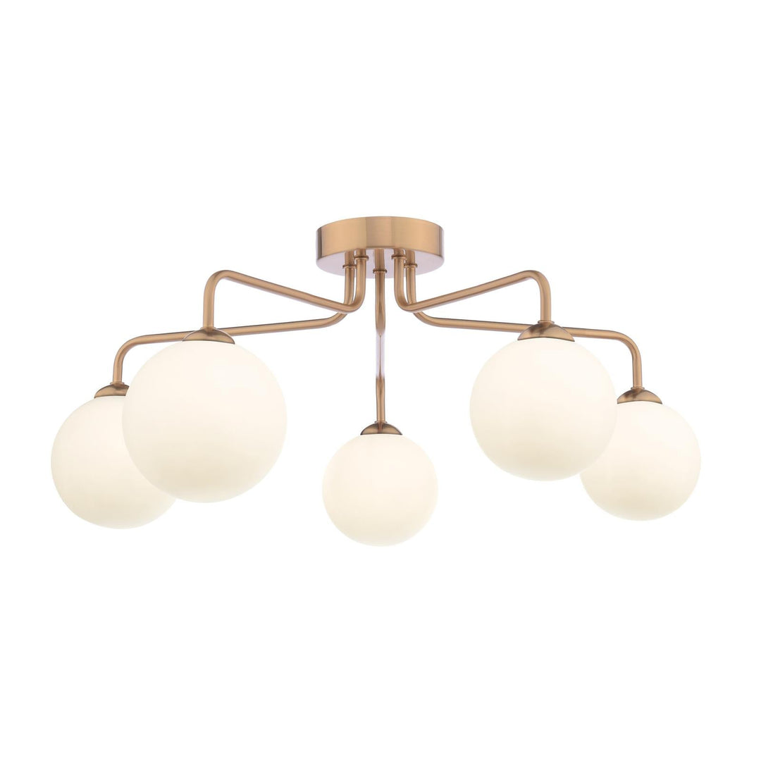 Dar FEY0563-02 Feya 5 Light Semi-Flush Antique Bronze With Opal Glass