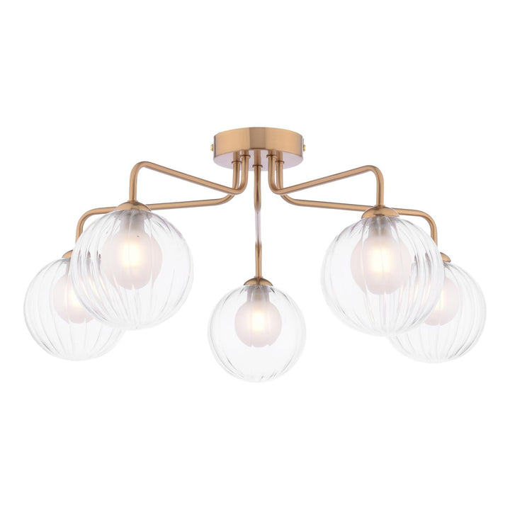 Dar FEY0563-20 Feya 5 Light Semi-Flush Antique Bronze With Clear/Opal Glass