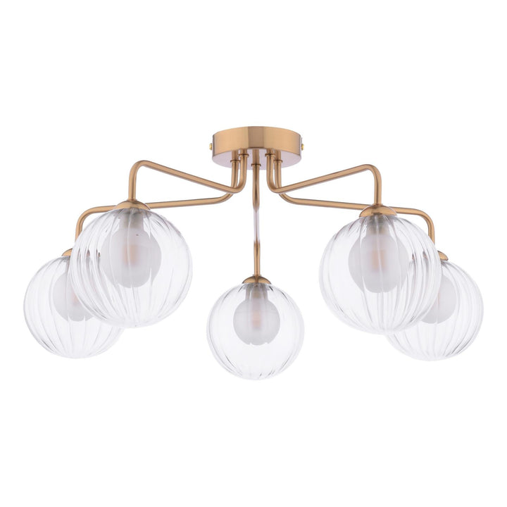 Dar FEY0563-20 Feya 5 Light Semi-Flush Antique Bronze With Clear/Opal Glass