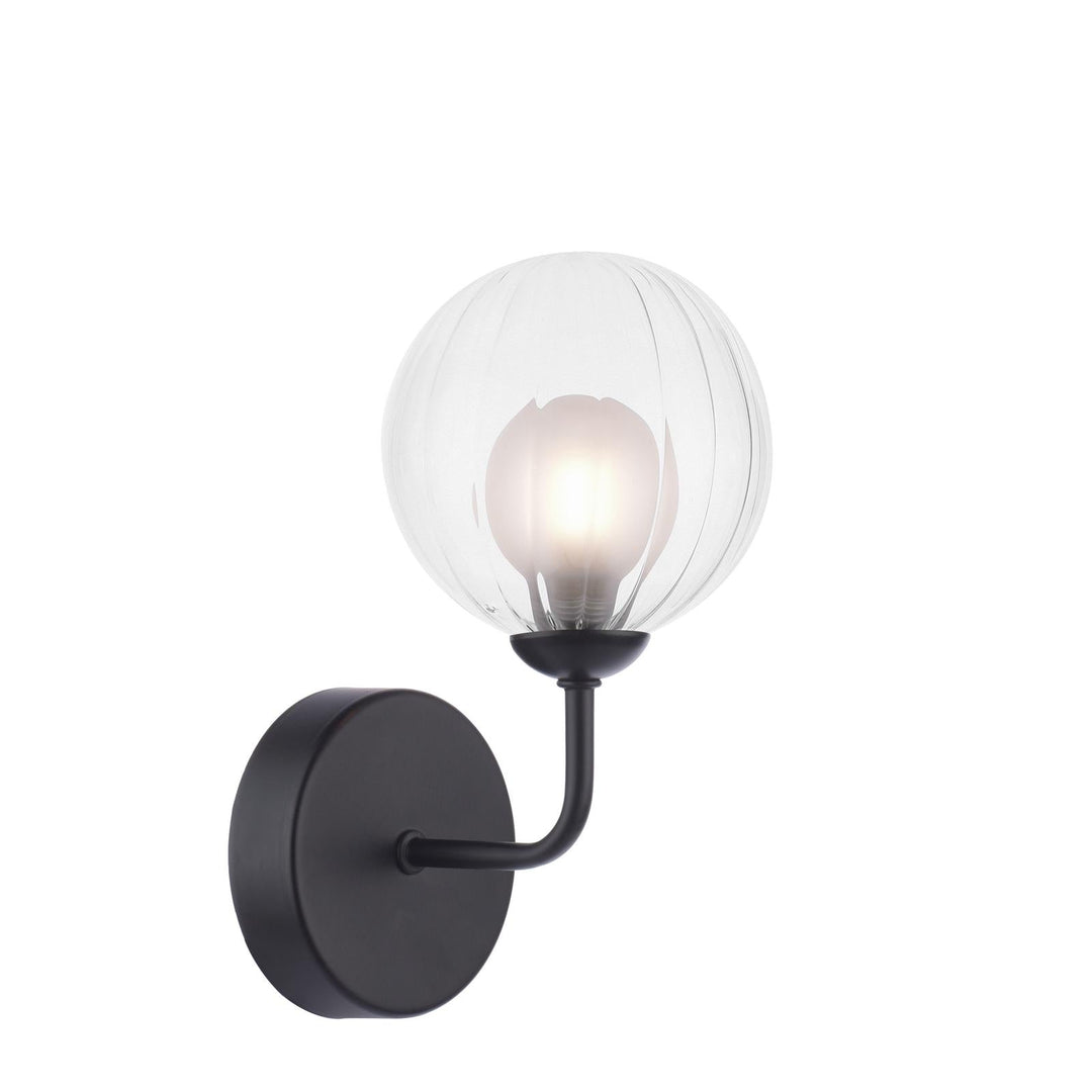 Dar FEY0722-20 Feya Wall Light Matt Black With Clear/Opal Glass