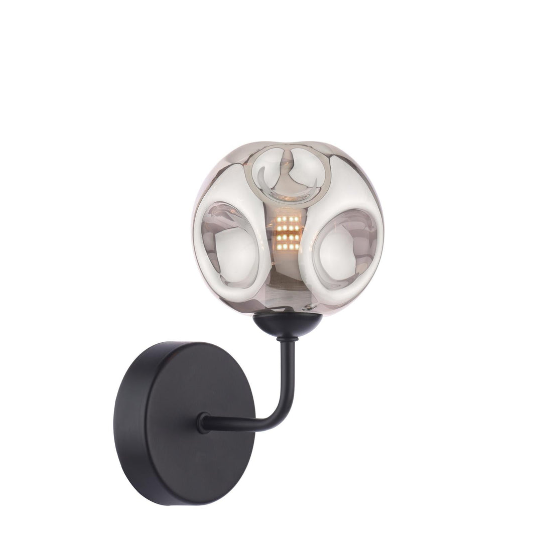 Dar FEY0722-28 Feya Wall Light Matt Black With Closed Organic Smoked Glass