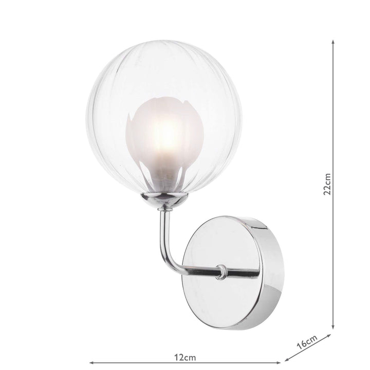 Dar FEY0750-20 Feya Wall Light Polished Chrome With Clear/Opal Glass
