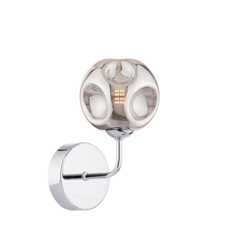 Dar FEY0750-28 Feya Wall Light Polished Chrome With Closed Organic Smoked Glass