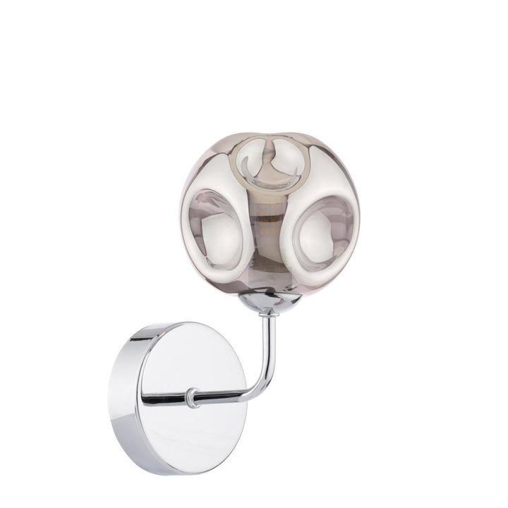 Dar FEY0750-28 Feya Wall Light Polished Chrome With Closed Organic Smoked Glass