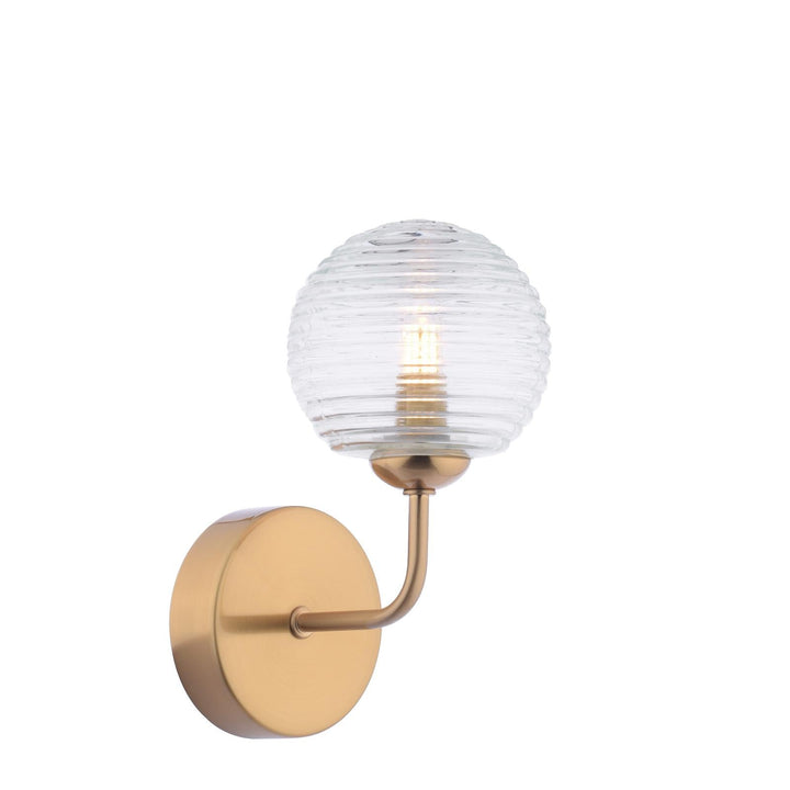 Dar FEY0763-08 Feya Wall Light Antique Bronze With Ribbed Glass