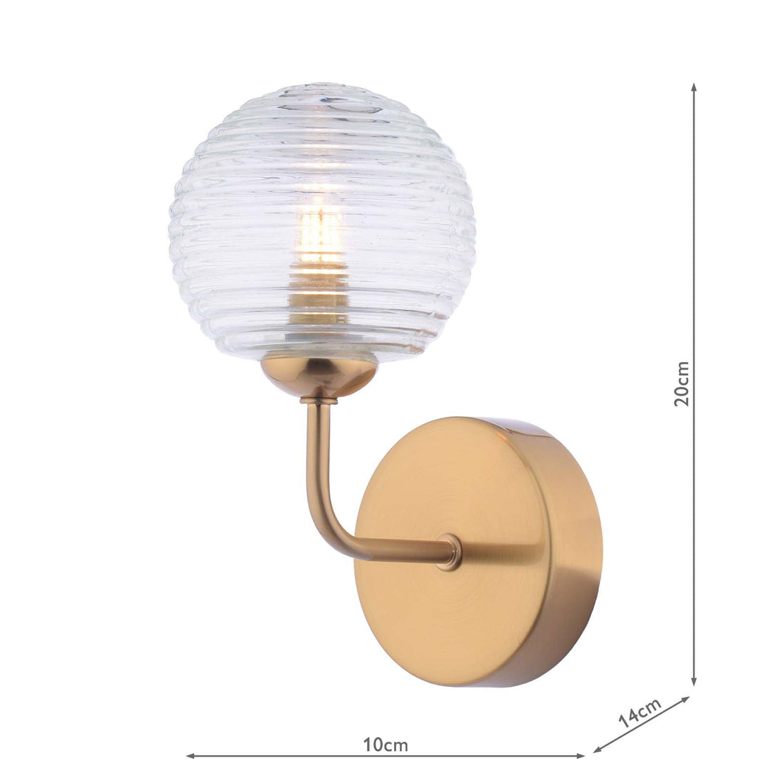 Dar FEY0763-08 Feya Wall Light Antique Bronze With Ribbed Glass