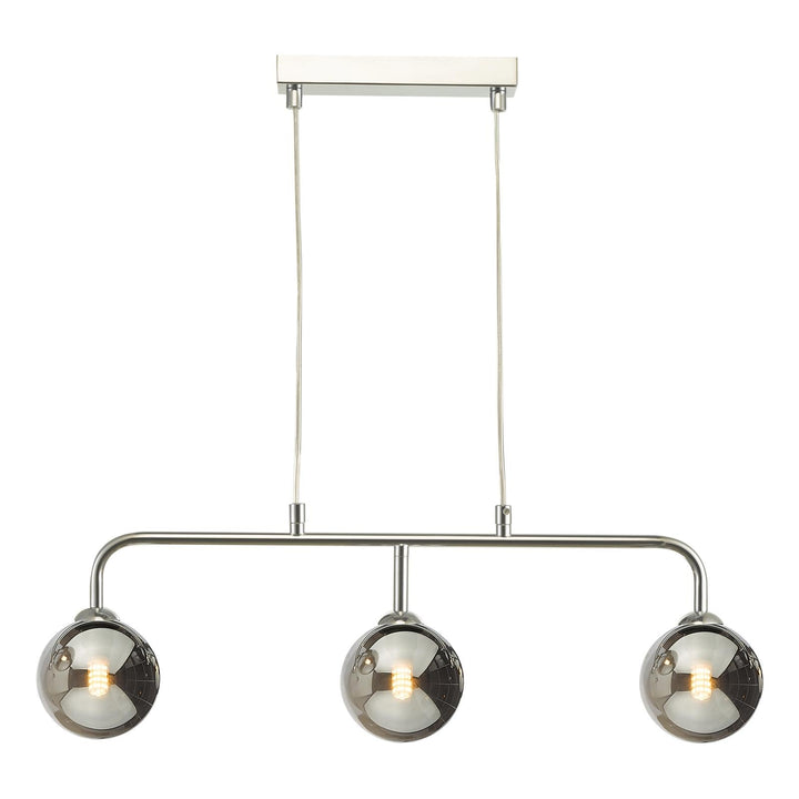 Dar FEY6250-01 Feya 3 Light Bar Pendant Polished Chrome With Smoked Glass