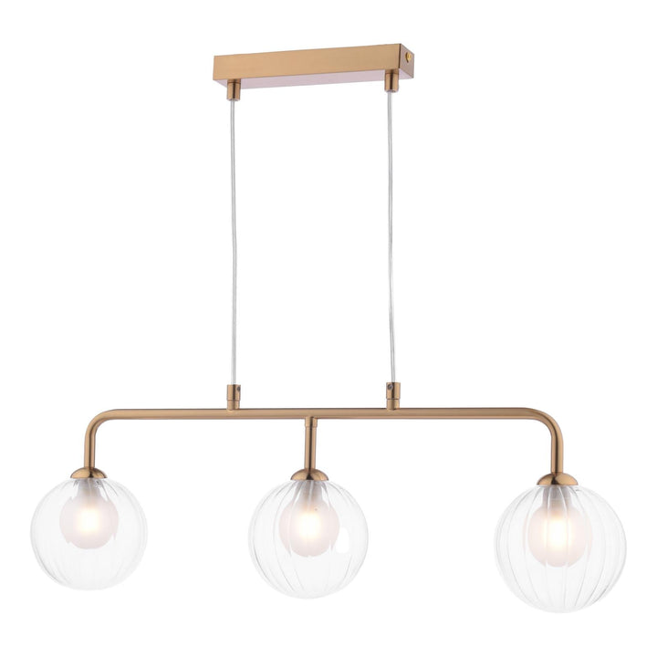 Dar FEY6263-20 Feya 3 Light Bar Pendant Antique Bronze With Clear/Opal Glass