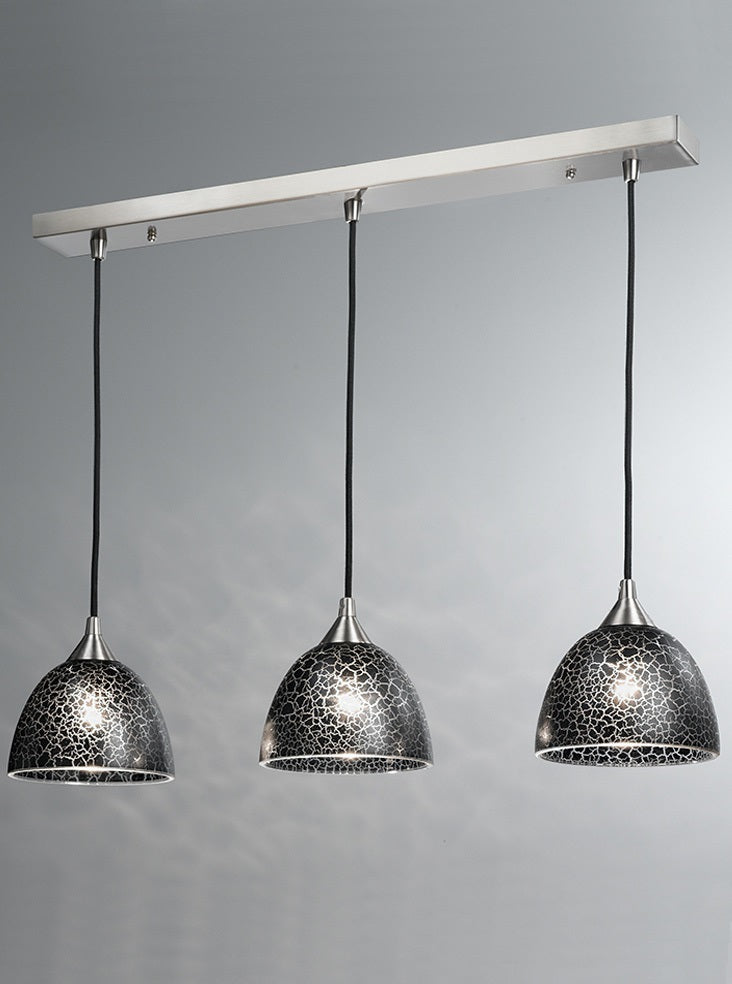 Franklite FL2290/3/952 Vetross Bar Pendant Black Crackle Effect Shades (S)