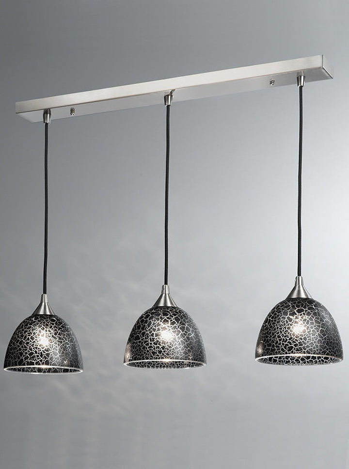 Franklite FL2290/3/952 Vetross Bar Pendant Black Crackle Effect Shades (S)